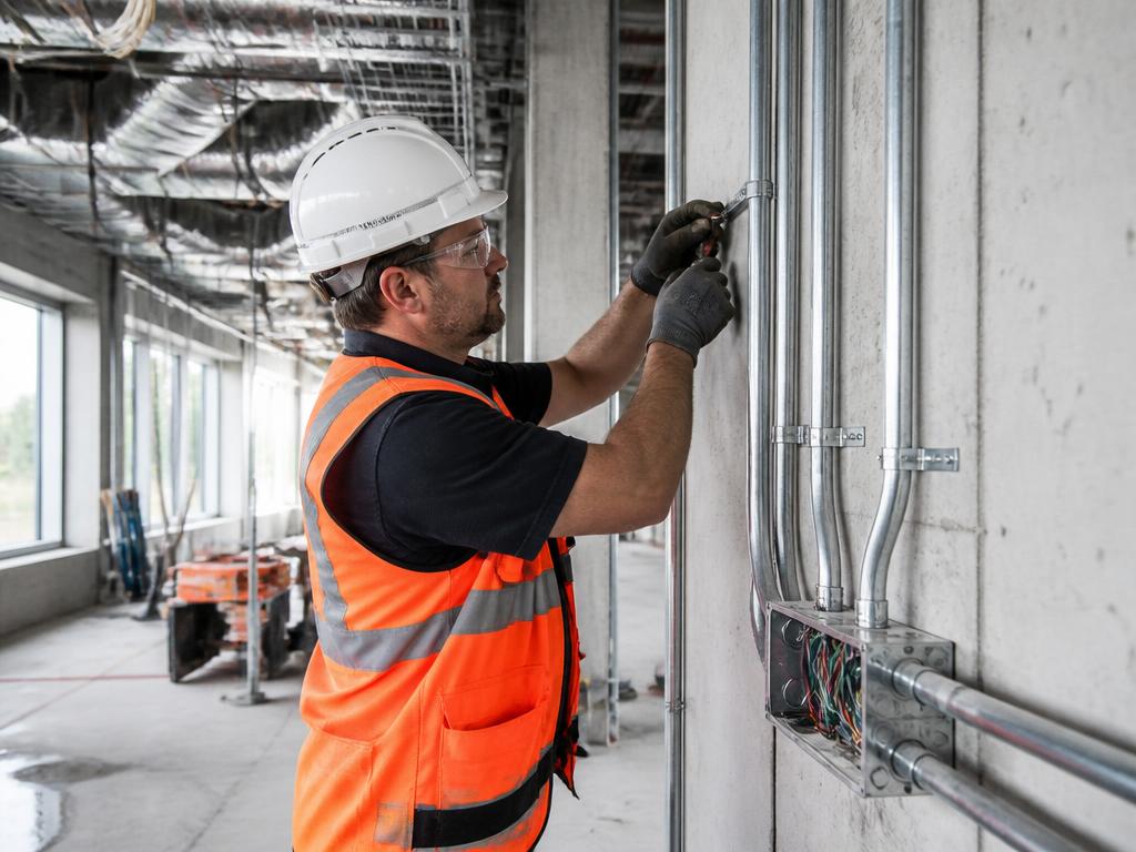Specialist contractor installing services on site